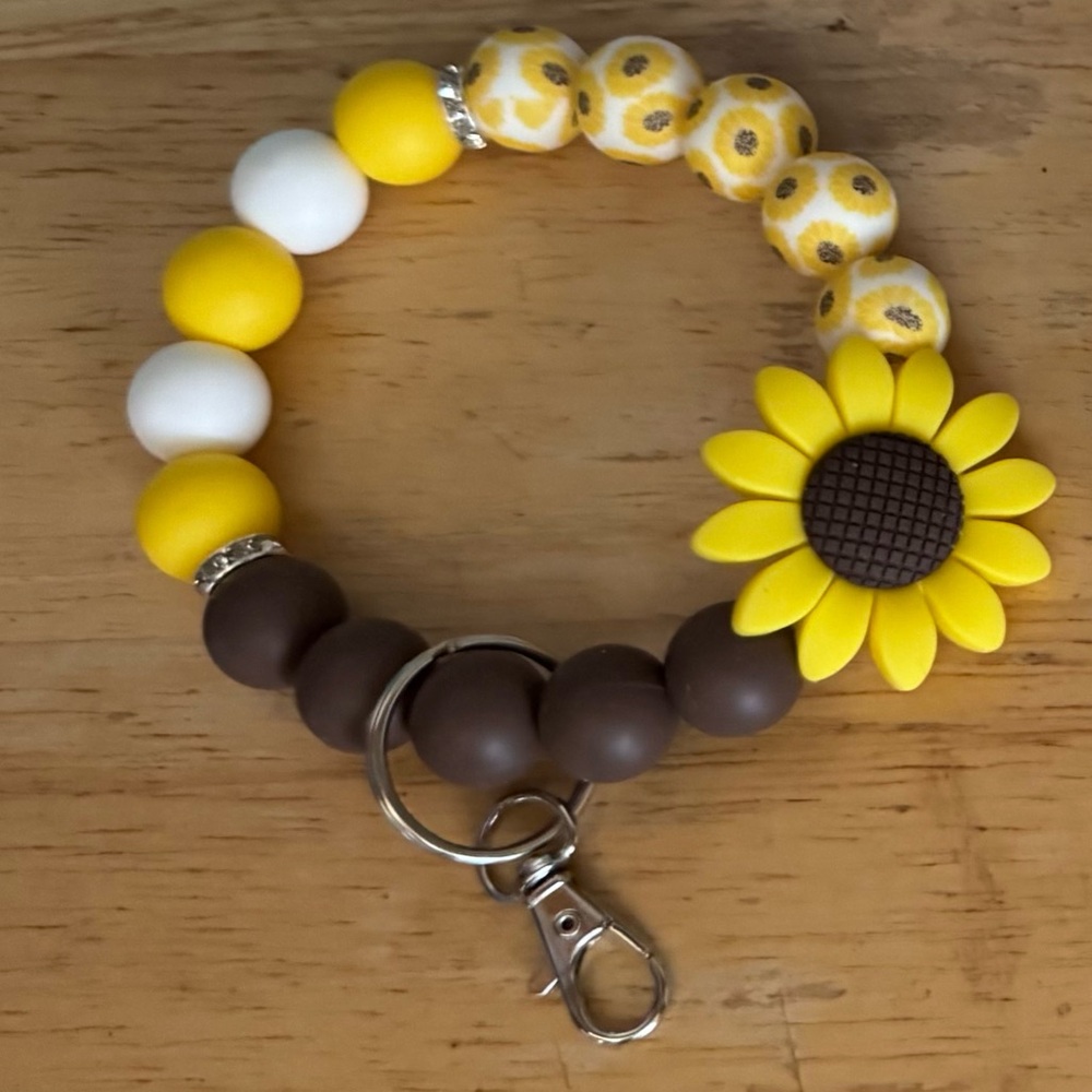 Sunflower Beaded Keychain Bracelet